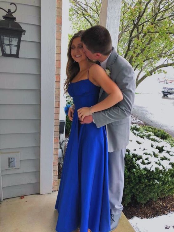 Sexy Royal Blue Satin Prom Dress cg24891