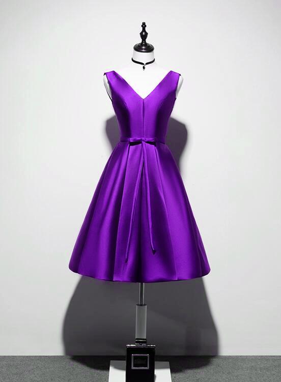 Purple Bridesmaid Dress Short Homecoming Dress cg13444