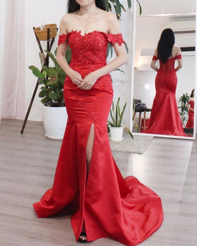 Elegant Red Mermaid Bridesmaid Dresses prom dress cg16418