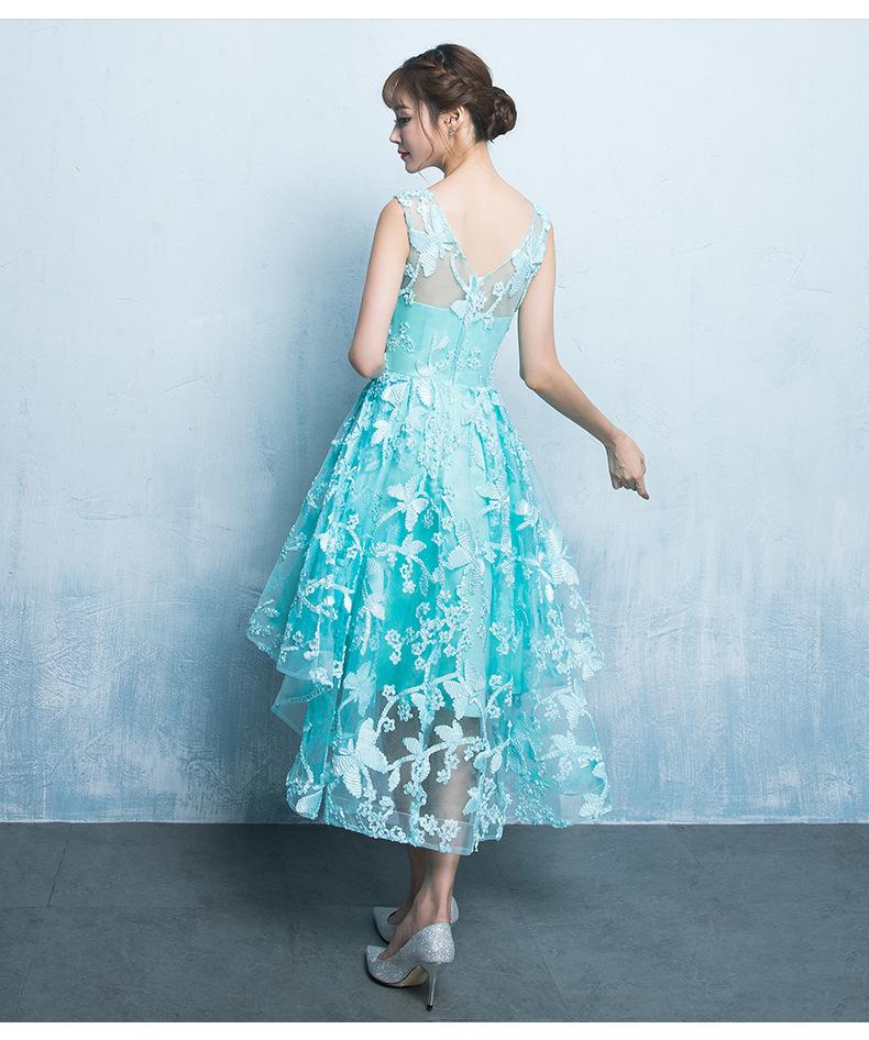 Mint Green Lace High Low Bridesmaid Dress, High Low Homecoming Dress cg16641