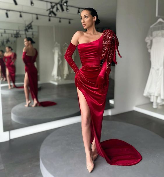 Chic red prom Dresses sexy evening Dresses cg23589