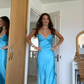 Elegant V-neck Spaghetti Memriad Long Prom Dress     cg25185