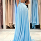 Light Blue Prom Dress with Slit, Evening Dress ,Winter Formal Dress, Pageant Dance Dresses, Graduation School Party Gown  cg6513