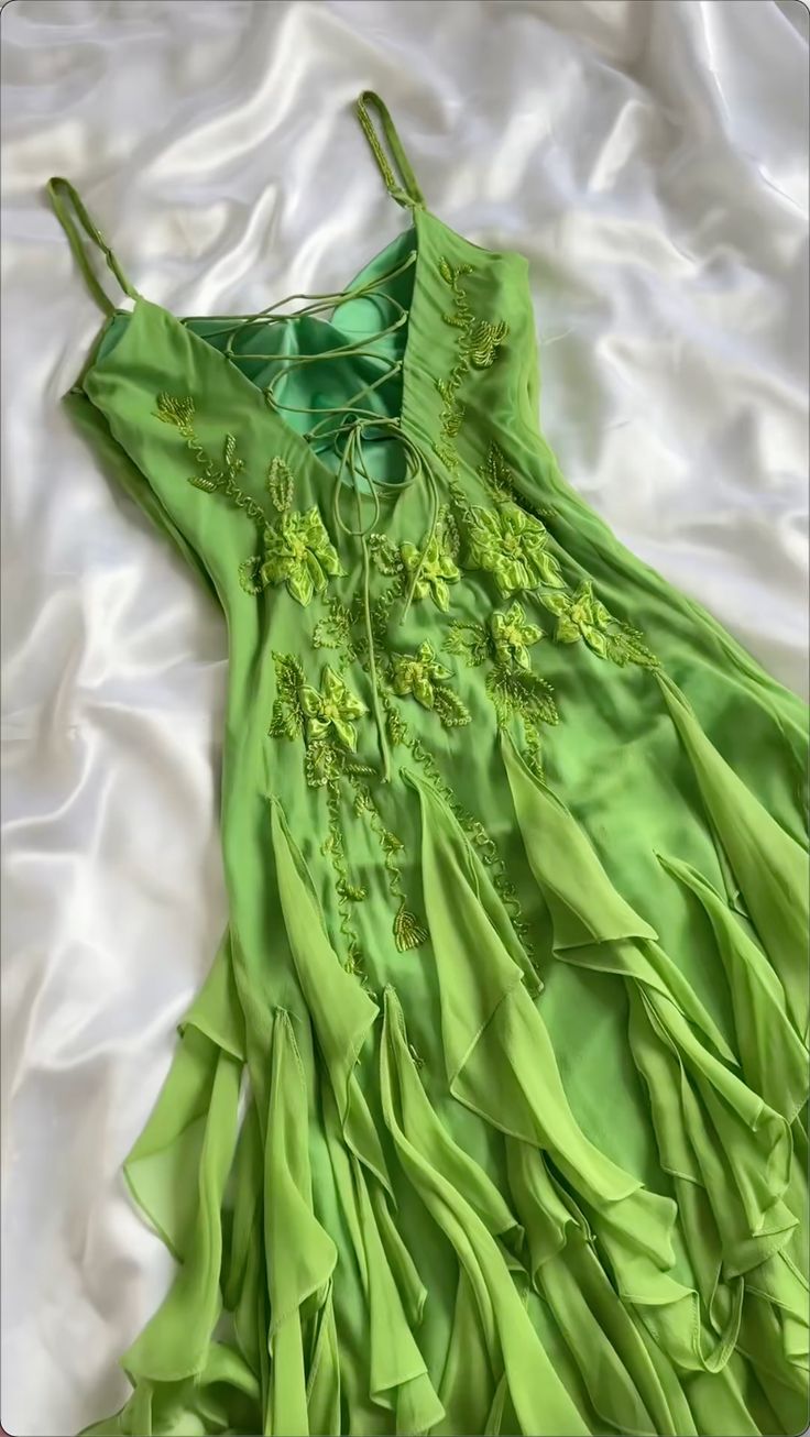 Green Vintage Spaghetti Straps Chiffon Prom Dress Party Dress      cg25069