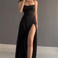 Simple Stain Spaghetti Strap Sleeveless Long Prom Dress with Split     cg25245