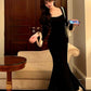 Elegant Black Mermaid Long Evening Dresses Party Long Dress      cg25223