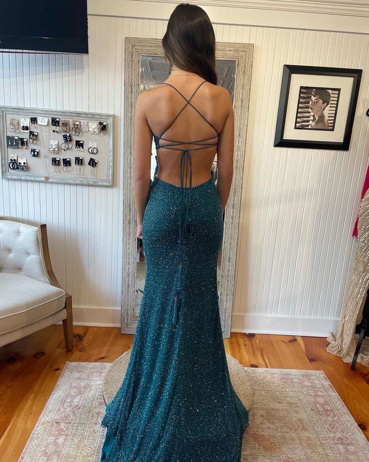 Glitter Mermaid Prom Dress With Lace-up Back,Winter Dance Dress       cg25208