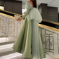 Long Sleeves Off Shoulder Satin Evening Dresses With Bow Long Arabic Prom Gown     cg25156