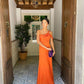 Elegant Orange Sheath Prom Dress,Orange Wedding Guest Outfit       cg25113