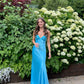 Elegant V-neck Spaghetti Memriad Long Prom Dress     cg25185