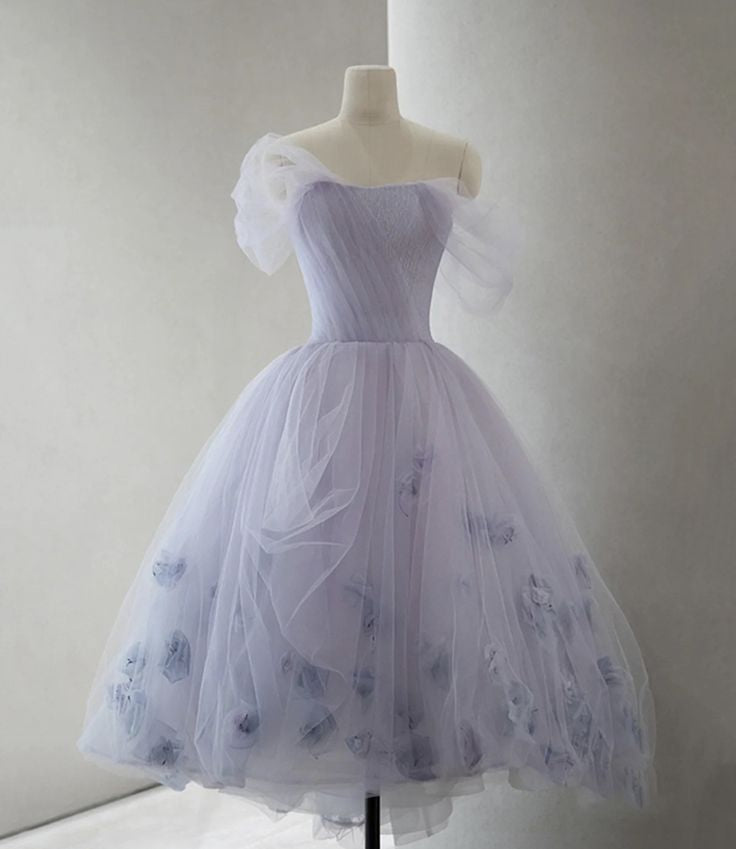 Purple Tulle Short Prom Dress A Line Evening Dress    cg25010