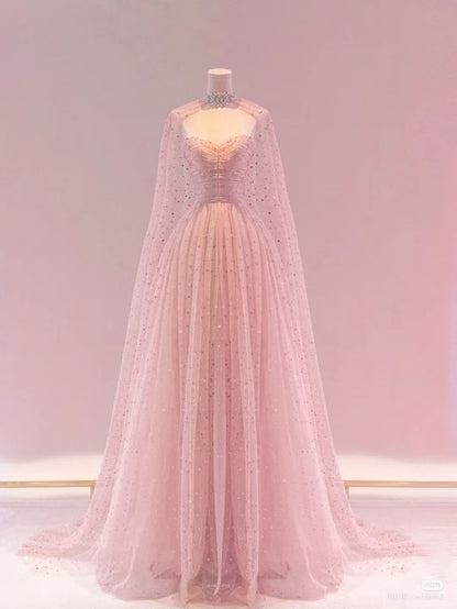 Romantic Pink Sweetheart Long Prom Dress,Pink Formal Gown     cg25120