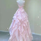 Pink princess evening dress, fairy party dress, girl’s birthday flower dress, Sweet 16 Quinceanera Dress   cg25009