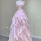 Pink princess evening dress, fairy party dress, girl’s birthday flower dress, Sweet 16 Quinceanera Dress   cg25009