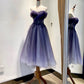 Tulle Lace Short Prom Dress, Off the Shoulder Evening Party Dress     cg25021