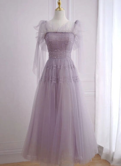 Light Purple Tea Length Soft Tulle Party Dress, Cute Short Homecoming Dress Formal Dress          cg25084