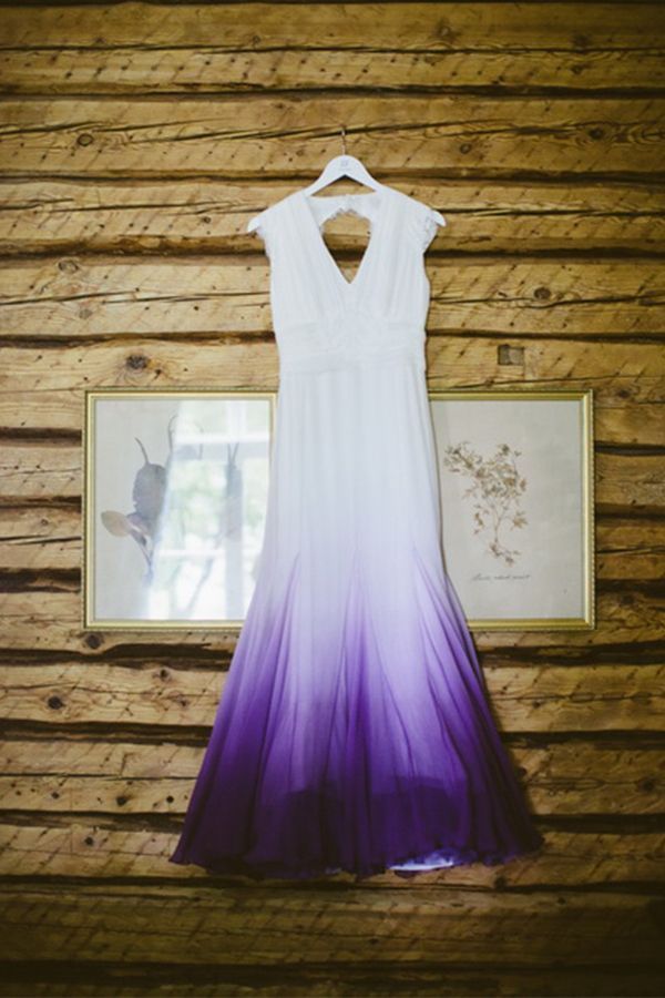 Colored Wedding Dresses, Purple and White Wedding Dress, Ombre Wedding Dress prom Dress   cg11274