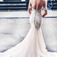 Charming Mermaid Sweetheart Backless Tulle Wedding Dresses with Lace Appliques prom dress         cg23184