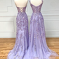 PURPLE LACE LONG PROM DRESS      cg24969