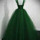 Green Tulle Beaded Sweetheart Long Party Dress, Green A-line Prom Dress Evening Dress      cg25057