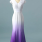 Colored Wedding Dresses, Purple and White Wedding Dress, Ombre Wedding Dress prom Dress   cg11274