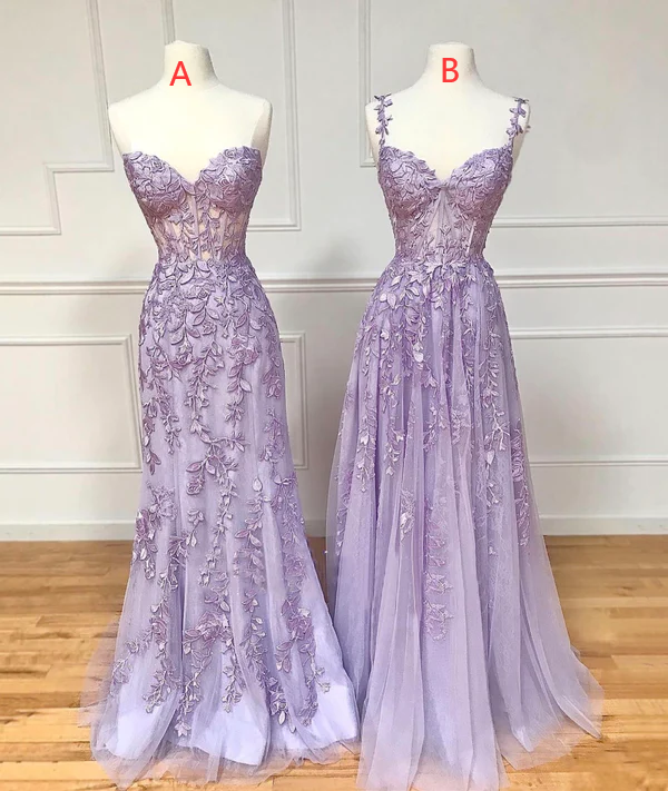 PURPLE LACE LONG PROM DRESS      cg24969