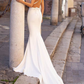 Sexy White Mermaid Deep V-neck Slit Open Back Prom Dress cg3581