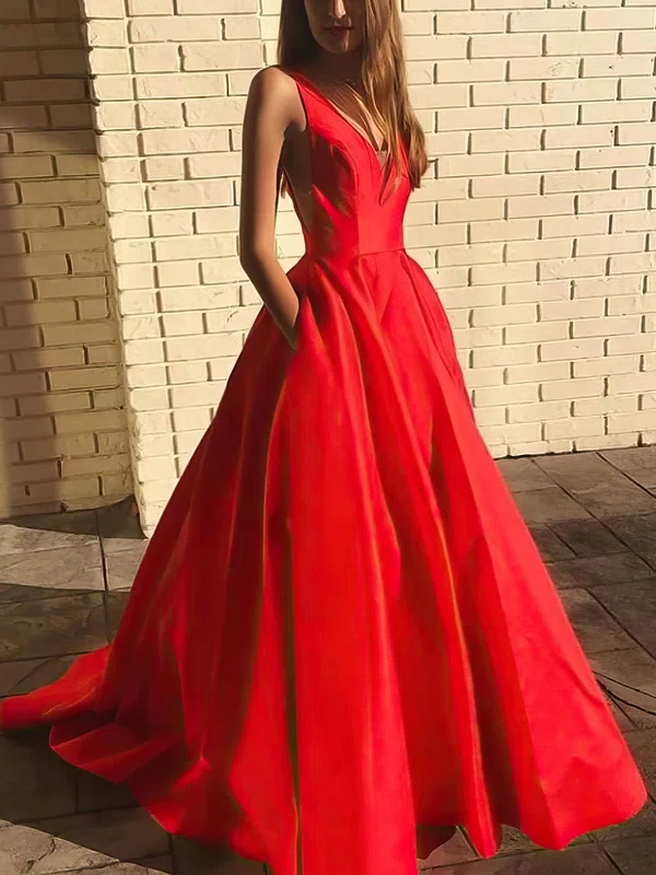 Red Long Prom Dresses,V-neck A-line Prom Dresses  cg6067