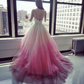 Sparkly Beading Long Sleeve Ombre Wedding Dresses With Layered Bridal prom Gown   cg13775