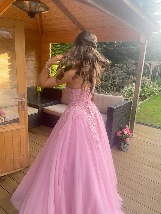 Pink Tulle Strapless Long Prom Dress Long Evening Dress     cg25200