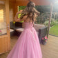 Pink Tulle Strapless Long Prom Dress Long Evening Dress     cg25200