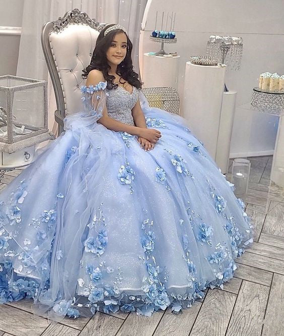 Sky Blue Pageant Gown Sweet 16 Dress Birthday Dresses Ball Gown Long Prom Dresses     cg24903