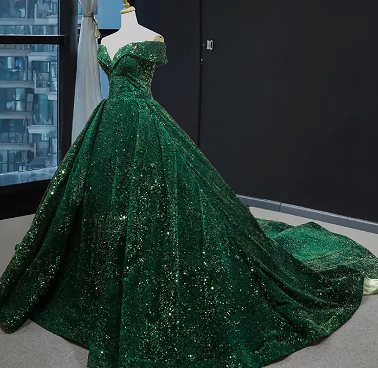 Unique a line long prom dress, green long evening dress   cg21447