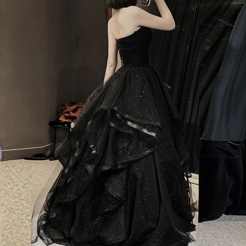 Black Sweetheart Tulle Layers Ball Gown Formal Dresses, Black Evening Dress Prom Dress      cg24949