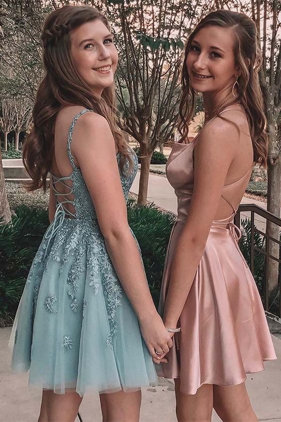 Light Blue Homecoming Dresses, Pearl Pink Homecoming Dress   cg10181