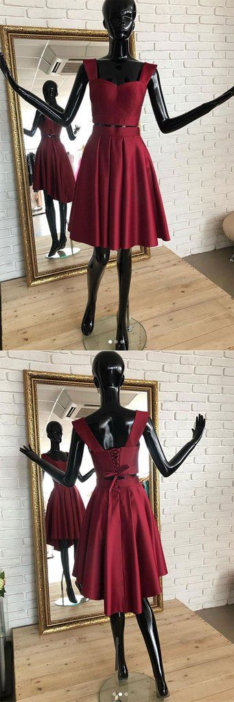 Burgundy two pieces short dress, burgundy homecoming dress cg1027