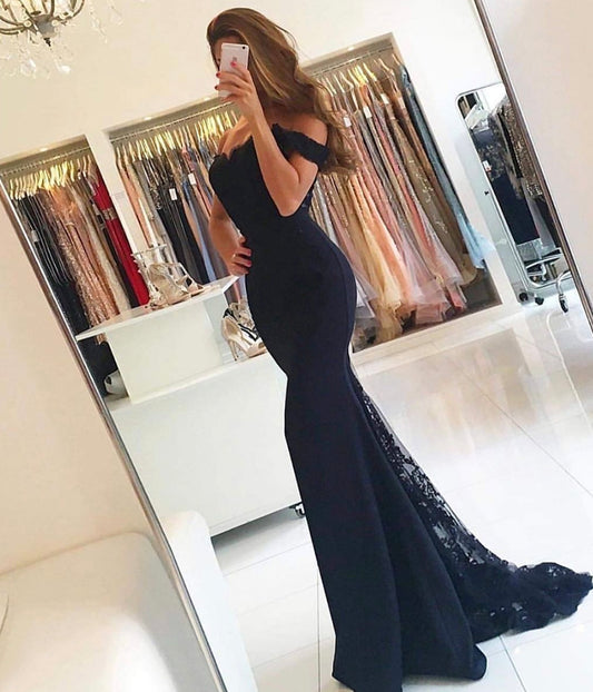 BLACK LACE PROM DRESS MERMAID EVENING DRESS    cg10470