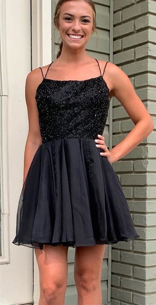 Sparkle Beaded Black Short Homecoming Dress   cg10694