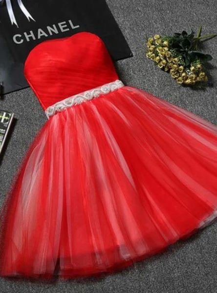 Sweetheart Neck Tulle With Crystal Homecoming Dress   cg11066