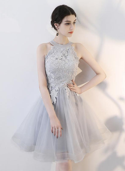 Cute gray tulle short homecoming dress party dress   cg11114