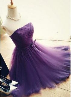 A Line Strapless Tulle Bridesmaid Dresses,Short Dress homecoming Dress   cg11393