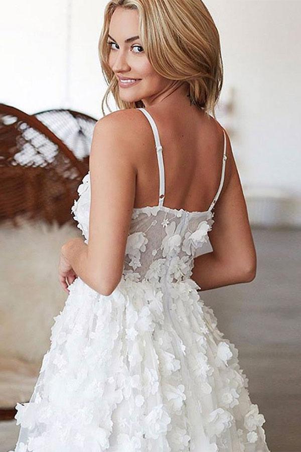 WHITE V NECK TULLE LACE SHORT DRESS WHITE HOMECOMING DRESS   cg11898