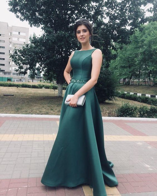 Dark Green Prom Dress,Satin Wedding Dresses   cg12457