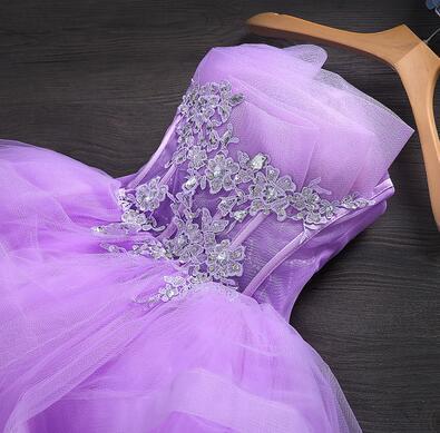 Lovely Purple Tulle Short Party Dress, Cute Homecoming Dress   cg12476