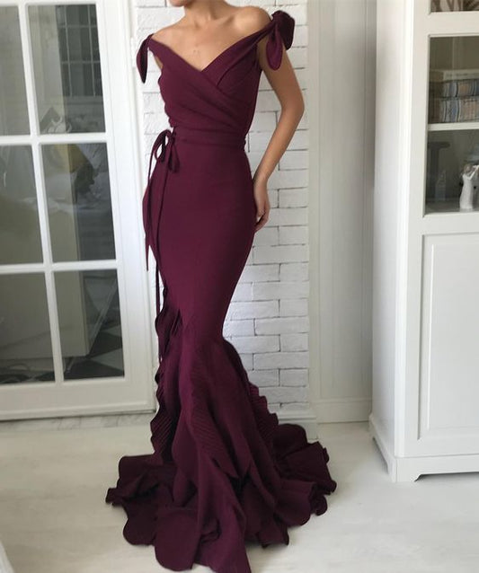 Off the shoulder long prom dress , mermaid prom dress   cg13090