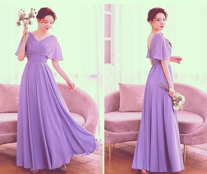 Beautiful Light Purple Chiffon V-Neckline Prom Dress, A-Line Floor Length Bridesmaid Dress   cg13370