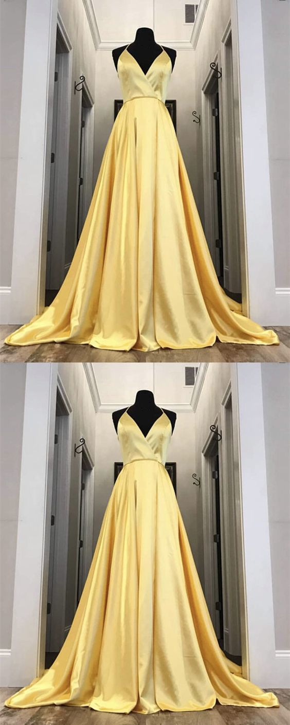 long yellow prom dresses leg split evening gowns cg1350