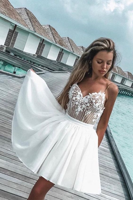 White Homecoming Dress, White Holiday Dress, White Party Dresses   cg14279