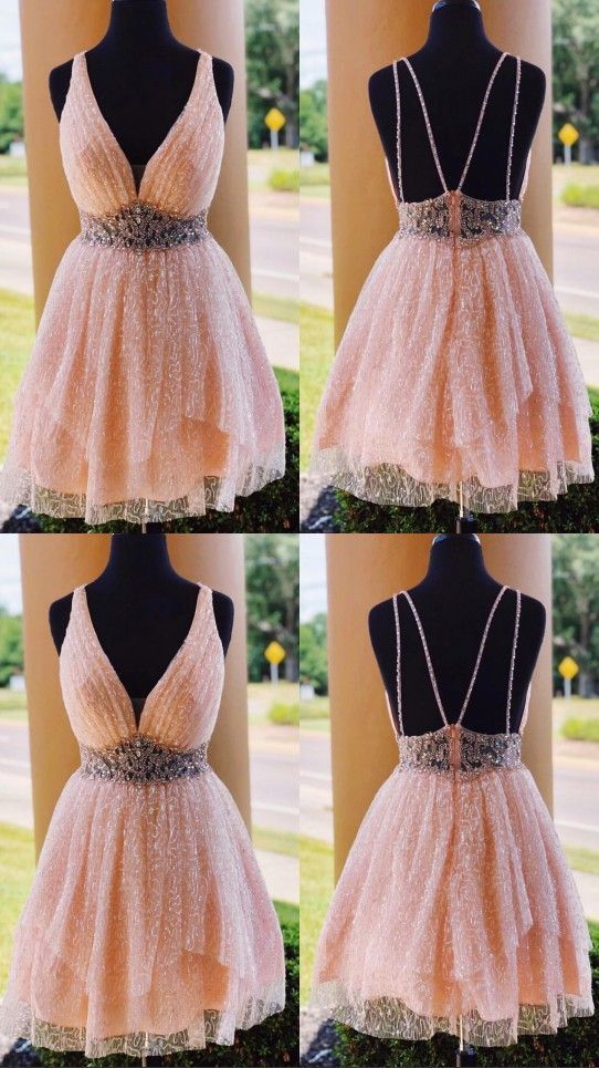 Short Homecoming Dress with Beading, Open Back Graduation Dress,   cg15014