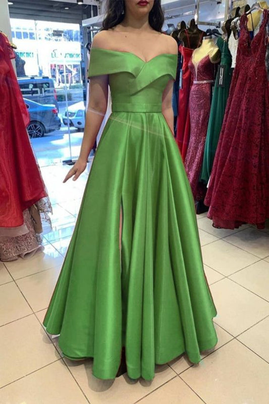 sage green bridesmaid dresses long satin off the shoulder evening gowns Prom Dress     cg15860